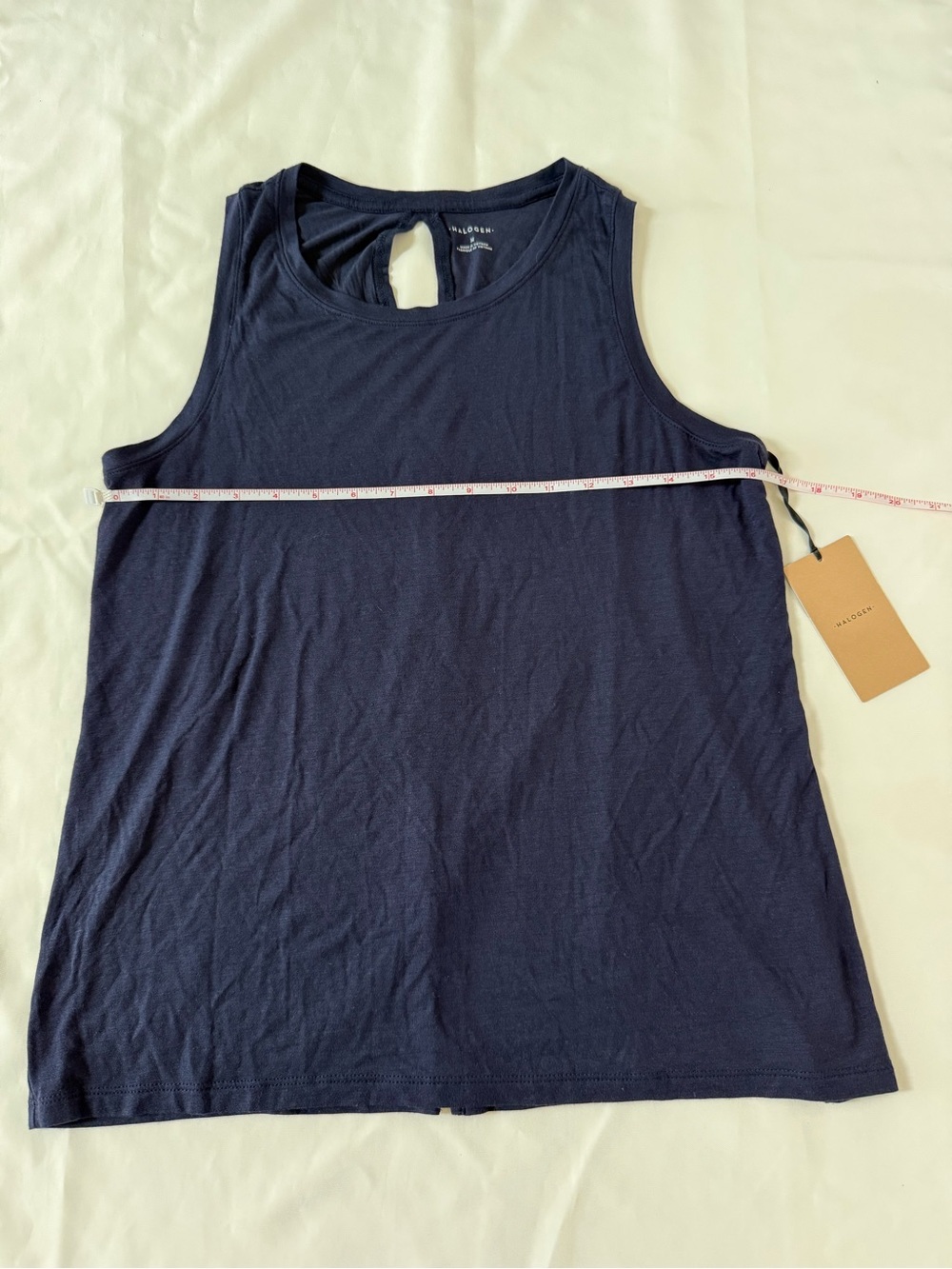 Halogen Navy Sleeveless Keyhole Tank Top